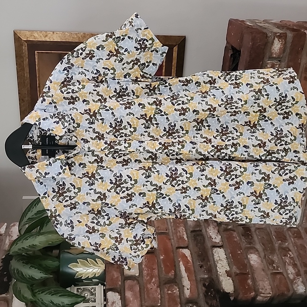 Rodd & Gunn Yellow & Green Floral Button-Down Shirt | Short Sleeve | Men’s M